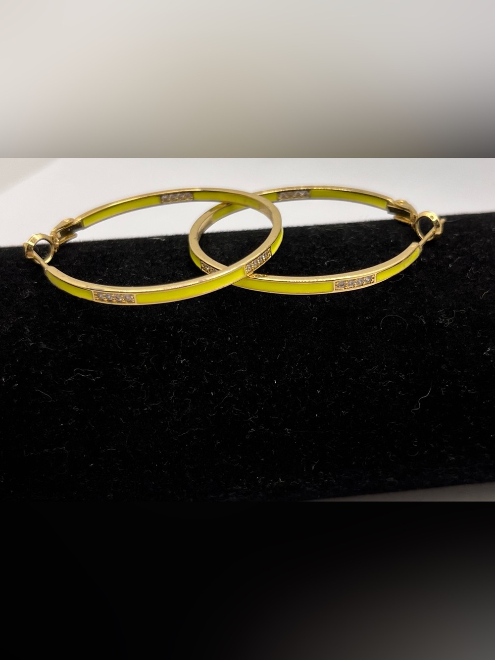 Classic Gold-Tone Hoop Earrings with Yellow Enamel & Crystal Accents
